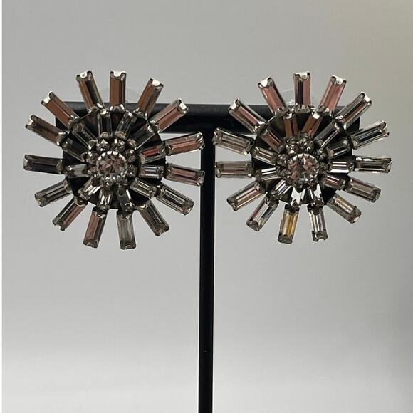 Dannijo Hollywood Swarovski Crystal Baguette Snowflake Oxidized Garbo Earring - Picture 2 of 8